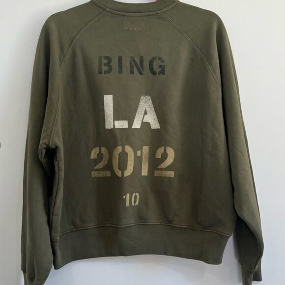 EXCELLENT CONDITION Anine Bing Archer Army Green Graphic Cotton Sweatshirt Sz: M - Picture 3 of 10